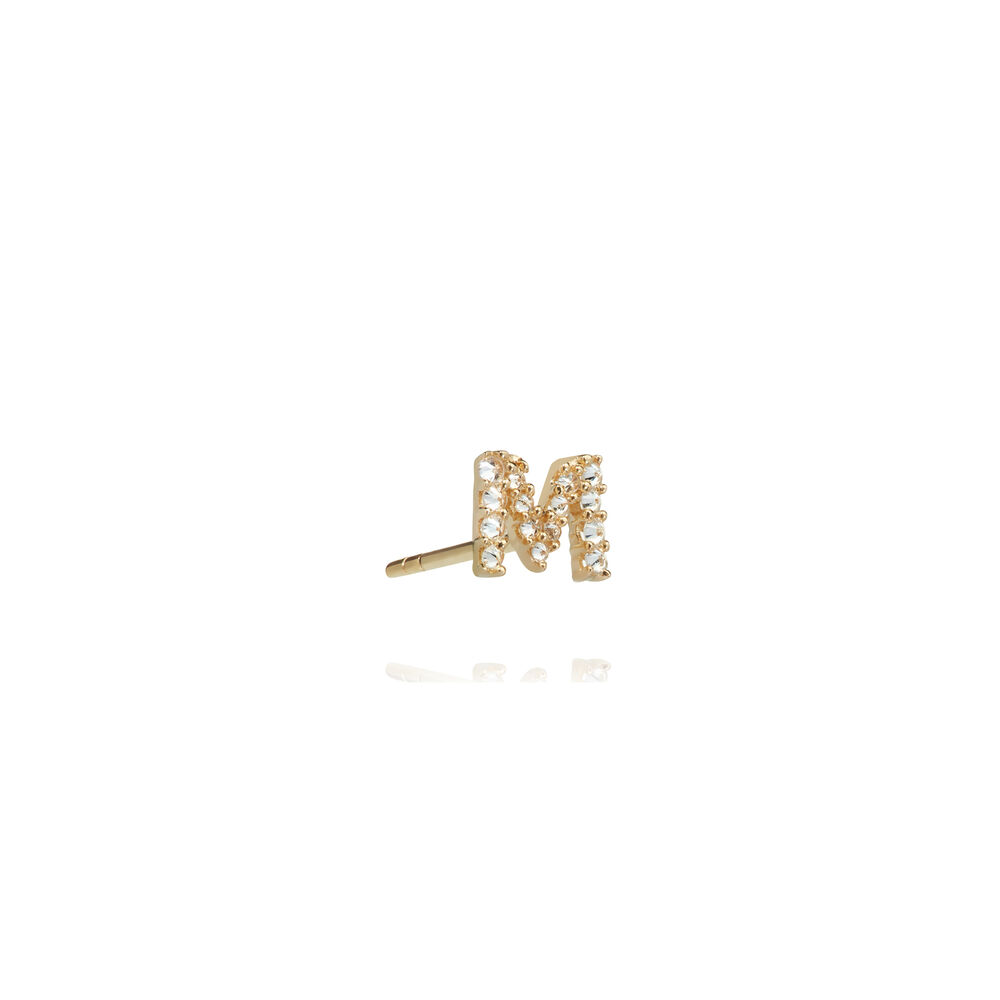 18ct Gold Diamond Initial M Single Stud Earring | Annoushka jewelley